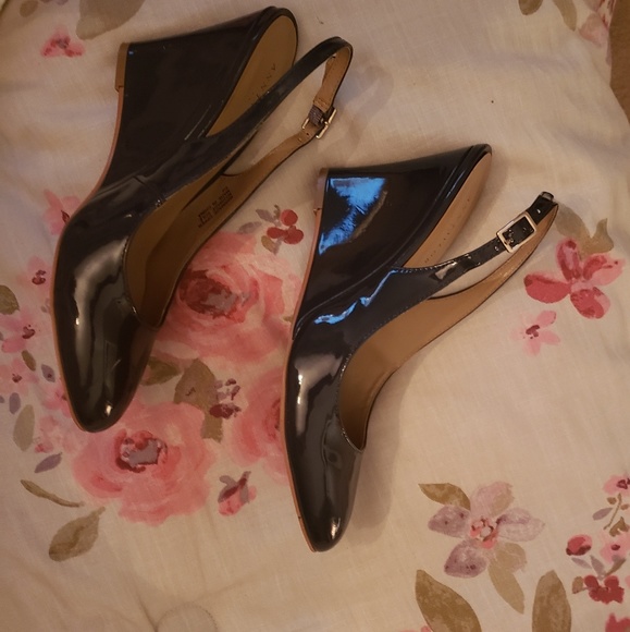 Navy Patent Wedges - Picture 4 of 8